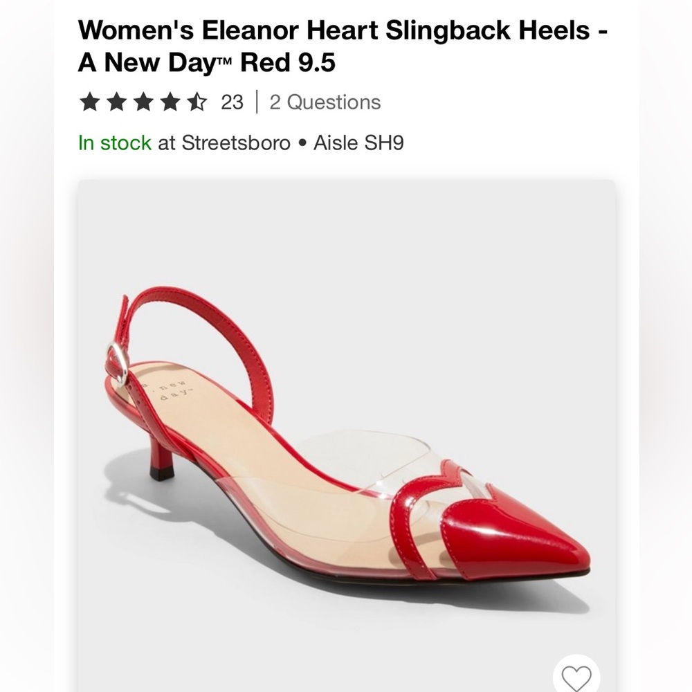 Eleanor Heart Slingback Heels 🎯 A New Day 9.5 ❤️